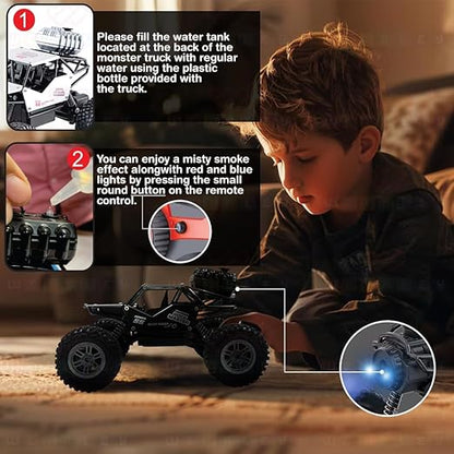 Offroader 2Wd Rc Car High Speed | 5 Functions 1:18 RC Car with Smoke Fog | Styled as Rock Crawler Climbing Monster Truck | Rechargeable Remote Control Car for Kids (Multi-Color)