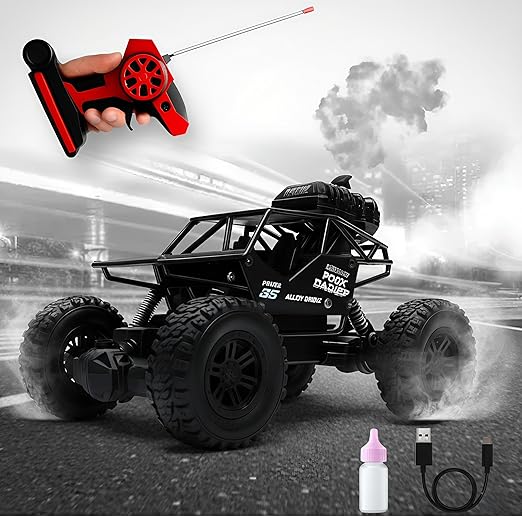 Offroader 2Wd Rc Car High Speed | 5 Functions 1:18 RC Car with Smoke Fog | Styled as Rock Crawler Climbing Monster Truck | Rechargeable Remote Control Car for Kids (Multi-Color)